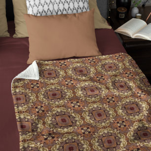 Cobertor De Velo Mauve Taupe Ochre Tan Brown Bohemian Bali Art