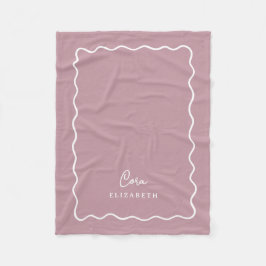 Cobertor De Velo Mauve Wavy Border Monogrammed