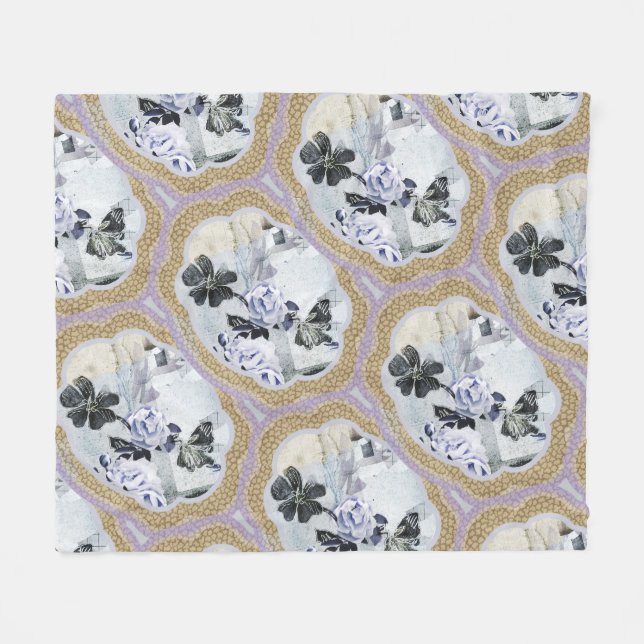 Cobertor De Velo Medalhões Florais abstrato (Frente (Horizontal))