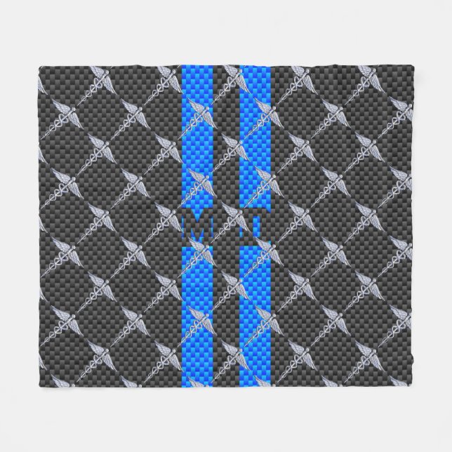 Cobertor De Velo Médico Médico MD Caduceus em Blue Strips (Frente (Horizontal))