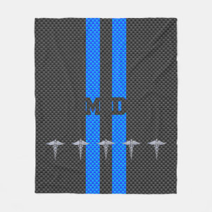 Cobertor De Velo Médico Médico MD Caduceus em Blue Strips