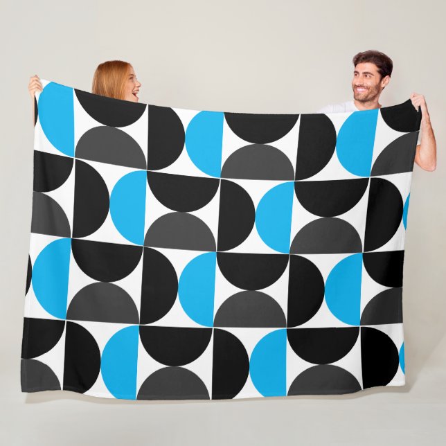 Cobertor De Velo Médio século Azul e Cinzas preto modernos (In Situ)