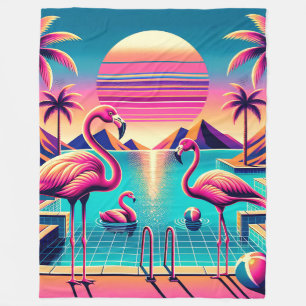 Cobertor De Velo "Médio Vibrante-Século Moderno de Flamingo Piscina