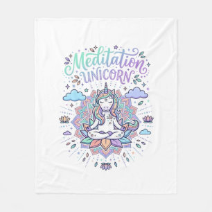 Cobertor De Velo Meditação de Unicórnio Unicórnio Fundo Branco Veto