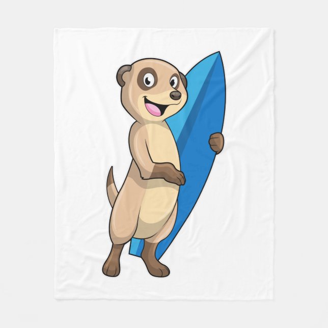 Cobertor De Velo Meerkat como Surfer com Surfboard (Frente)