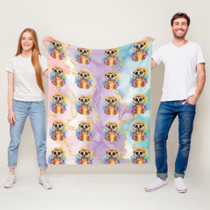 Cobertor De Velo Meerkat Modern Glitter Pastel Patterno