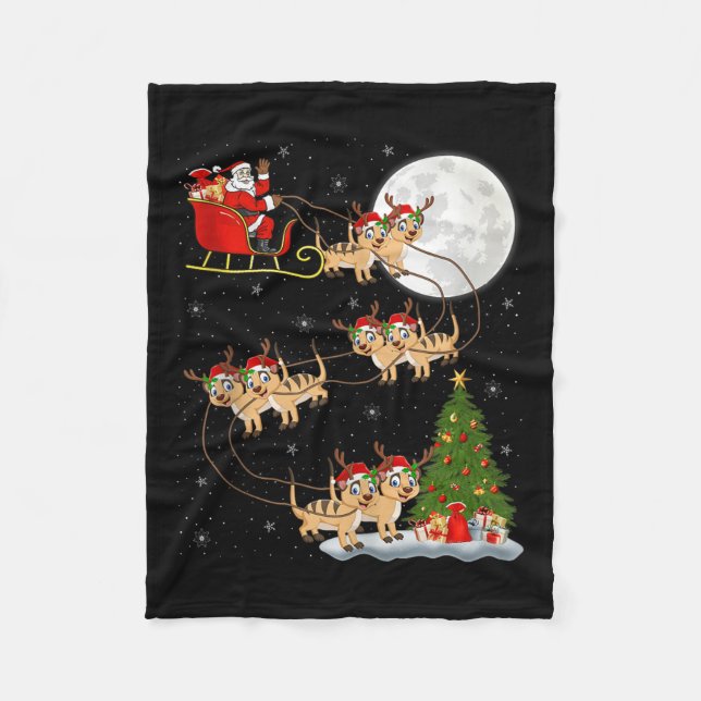 Cobertor De Velo Meerkat Santa Sleigh Flying Funny Magical Christma (Frente)