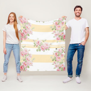 Cobertor De Velo Meio da listra do botão de ouro dos rosas do ver