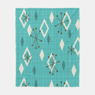 Cobertor De Velo Meio século Diamantes Starbursts Turquoise