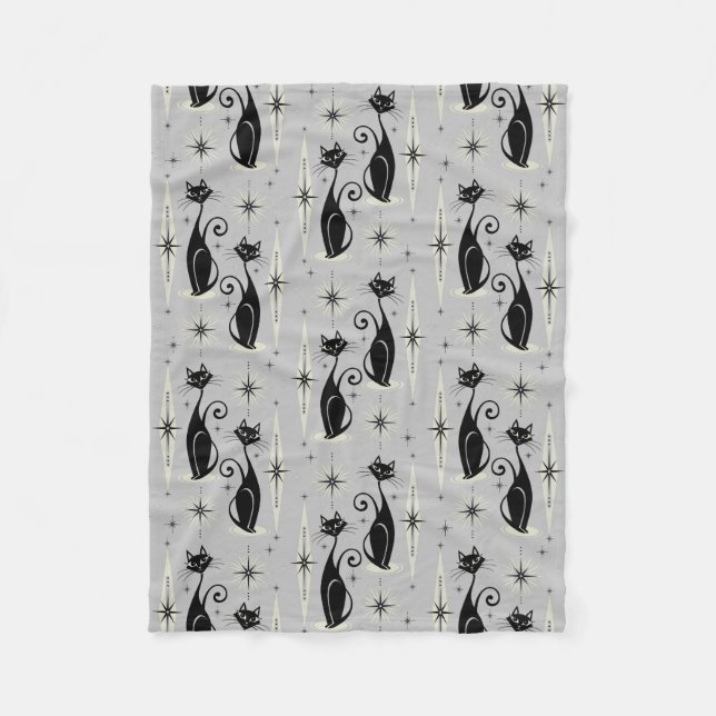 Cobertor De Velo Meio século meow em Cinzas pálidas (Frente)
