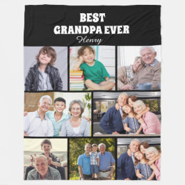 Cobertor De Velo Melhor avô de todos 8Colagem de fotos Chic Preto