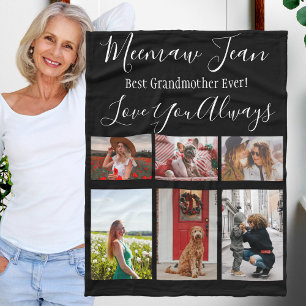 Cobertor De Velo Melhor Avó Ever 6 Colagem de Fotos Preto Branco