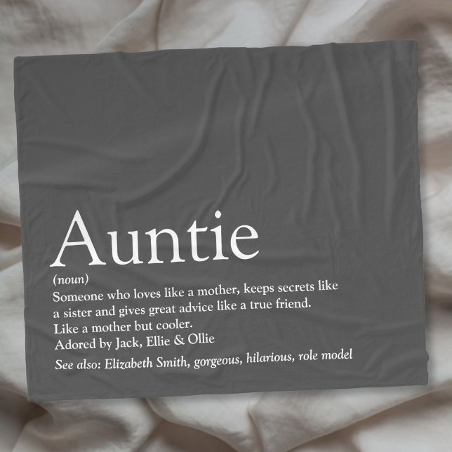 Cobertor De Velo Melhor Cinza De Diversão Da Tia (Best Aunt Auntie Definition Fun Gray Fleece Blanket)