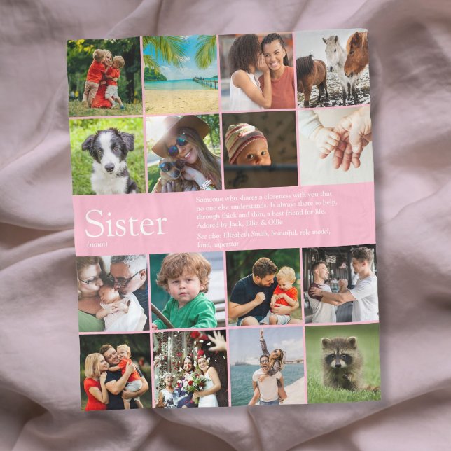 Cobertor De Velo Melhor Irmã de Todos os Tempos Definição 16 Foto R (Best Ever Sister Definition 16 Photo Girly Pink Fleece Blanket)