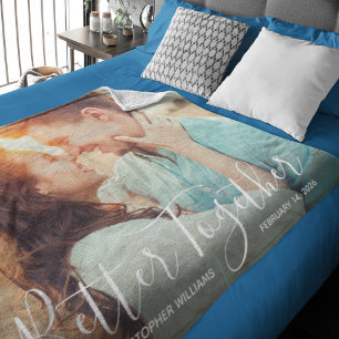 Cobertor De Velo Melhor Juntos Foto de Casal de Tipografia Whimsy