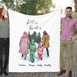 Cobertor De Velo Melhor Juntos Inverno Família de 4 e Nomes