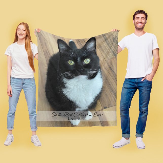 Cobertor De Velo Melhor Mãe de Cat já Personalizada Foto e Texto (Criador carregado)