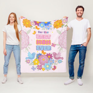 Cobertor De Velo Melhor Mãe de Todos os Tempos Groovy Floral Pastel