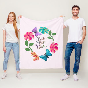 Cobertor De Velo Melhor Mãe do Mundo Coroa Floral Borboleta Fofa Fl