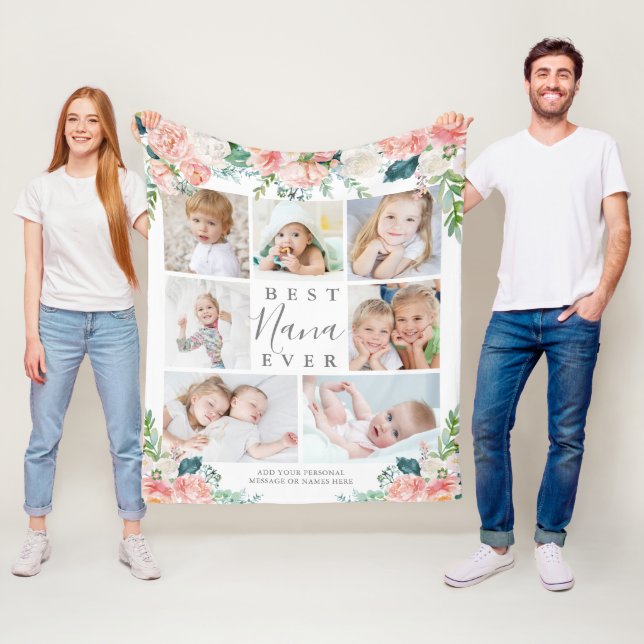 Cobertor De Velo MELHOR NANA NUNA Pink Floral 7 Foto Personalizada (In Situ)