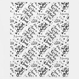 Cobertor De Velo Melhor Pai do Word Art Dia de os pais Branco Preto