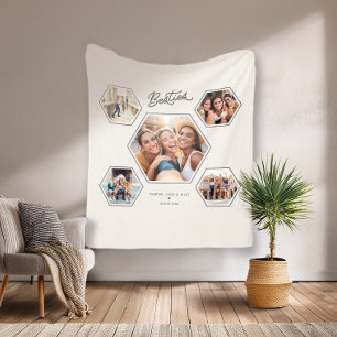 Cobertor De Velo Melhores Amigas Colagem Personalizada de 5 Fotos L