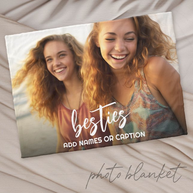 Cobertor De Velo Melhores amigas com foto e texto personalizado - S (Custom Fleece Photo Blanket)