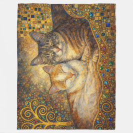 Cobertor De Velo Melhores Amigos Gatos inspirados em Klimt