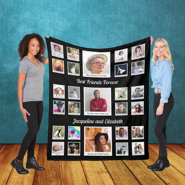 Cobertor De Velo Melhores Amigos para BFF Besties Fotografias e Tex (Best Friends Forever Custom Fleece Blanket.)