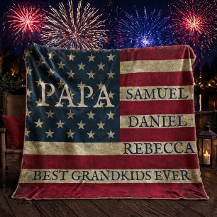 Cobertor De Velo Melhores nomes de netos PAPA Bandeira Americana Vi
