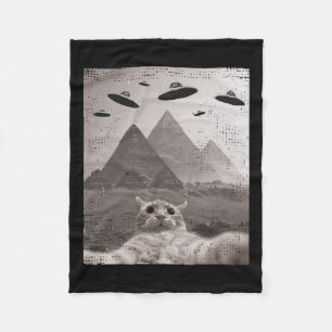 Cobertor De Velo Meme de Gato Ovni - Selfie de Gato Engraçado Com O