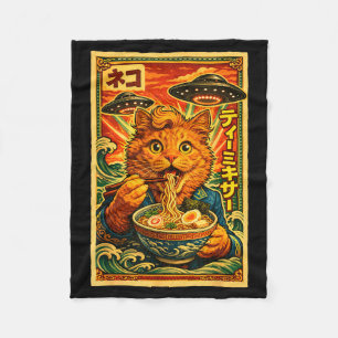 Cobertor De Velo Meme de gato ramen Ufo gráfico japonês vintage ano