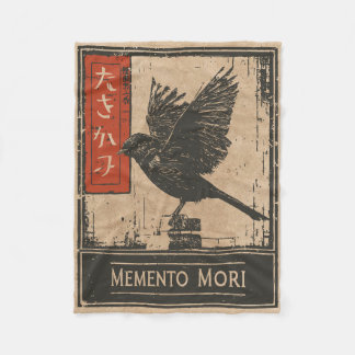 Cobertor De Velo Memento Mori Crow Art | Wabi Sabi Stoic Design