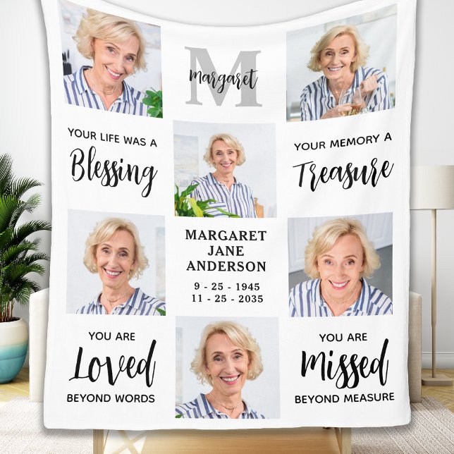 Cobertor De Velo Memória Personalizada de 6 Fotografias Moderna Em  (Criador carregado)