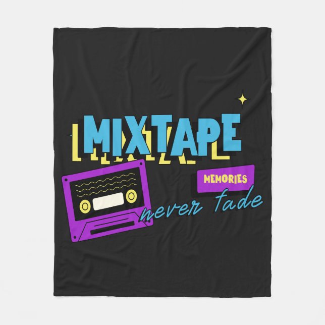 Cobertor De Velo Memórias de MixTape Nostalgia de Cassete Retrô (Frente)