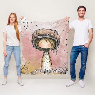 Cobertor De Velo Menina Caprichosa Aquarela com Acentos Florais (7)