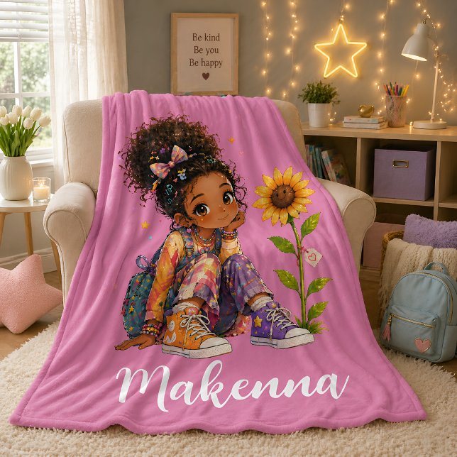 Cobertor De Velo Menina de Cabelo Escuro Personalizada Nome (Criador carregado)