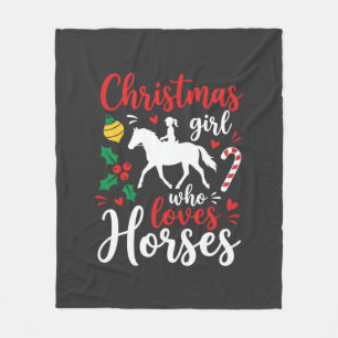 Cobertor De Velo Menina de Natal que Ama Cavalos