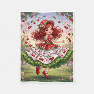 Cobertor De Velo Menina Encantadora de Vestido Vermelho em Prado Fl