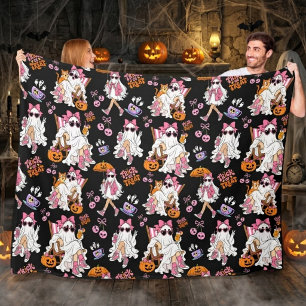 Cobertor De Velo Menina Fantasma Rosa Halloween Fofo Assustador