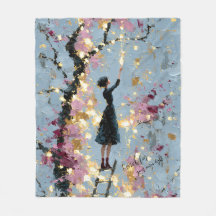 Menina Floral Impasto Alcançando a Luz Inspiração