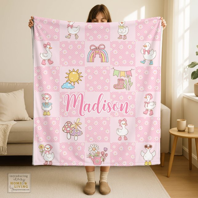 Cobertor De Velo Menina Gansa Tola Design Rosa  (Criador carregado)