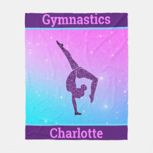Cobertor De Velo Menina Gymnastics Handstand Purple Aqua Personaliz