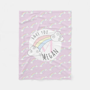 Cobertor De Velo Menina Oculta Monograma Doodle Rainbow Name Crian