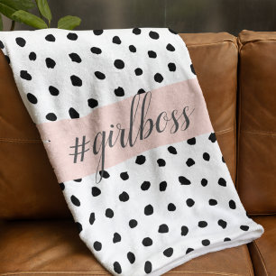 Cobertor De Velo Menina rosa moderna Pastel Chefe e Pontos Negros