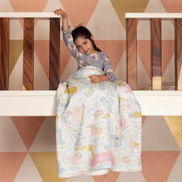 Cobertor De Velo Menina rosa-rosada do zoológico de pastel bonito