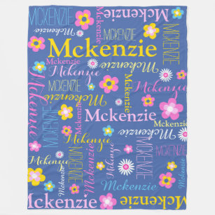 Cobertor De Velo Meninas amarelas cor-de-rosa azul McKenzie nome co