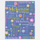 Cobertor De Velo Meninas amarelas cor-de-rosa azul McKenzie nome co (Frente)
