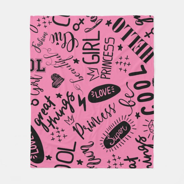 Cobertor De Velo Meninas Caligráficas: Padrão de Moda Sem Olho (Frente)