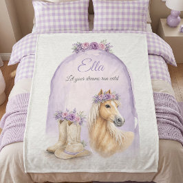 Cobertor De Velo Meninas Cavalos Florais Roxos